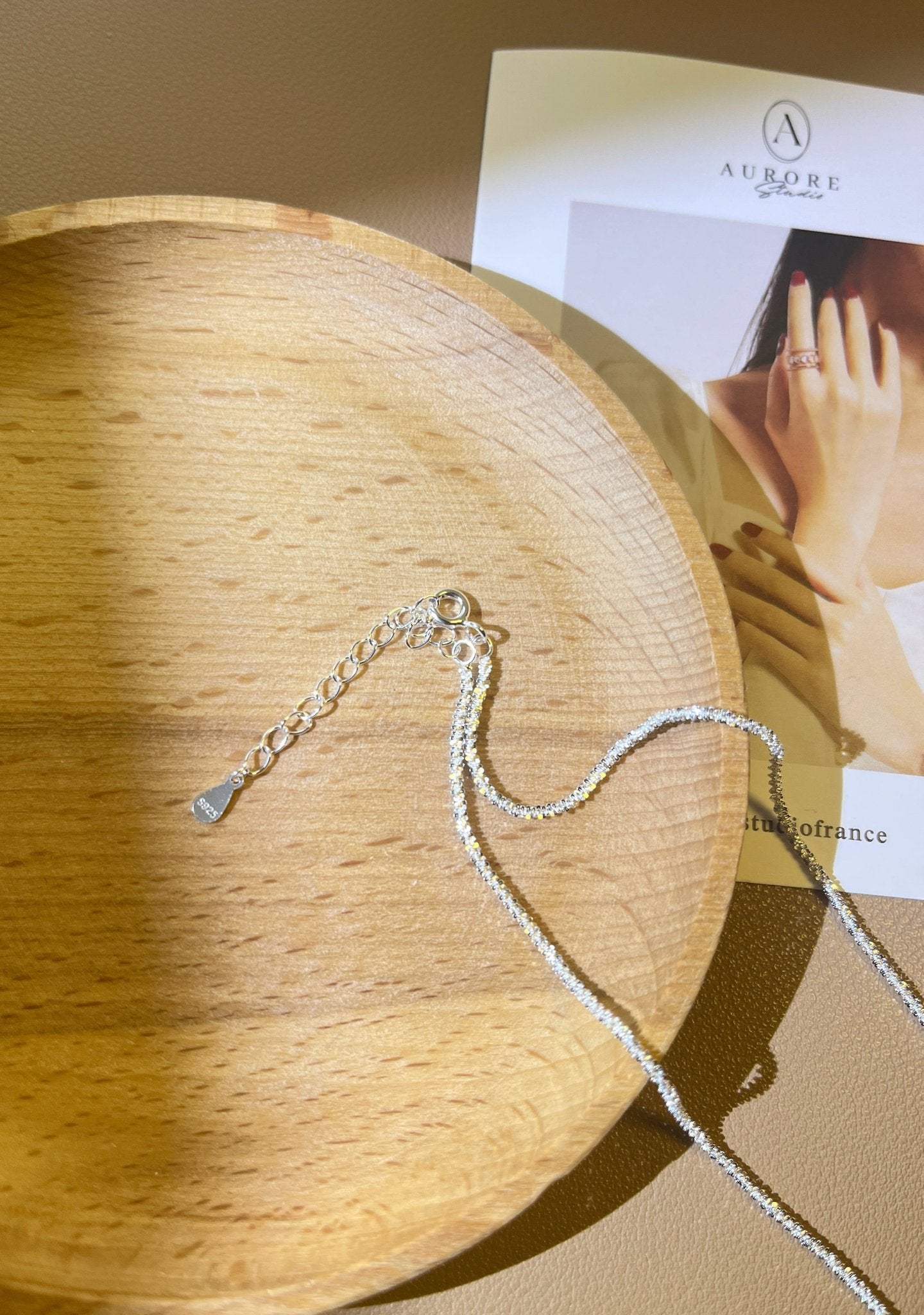 Collier Ras de Cou en Argent Sterling 925 | Choker Souple Brillant Ajustable - Aurore Studio