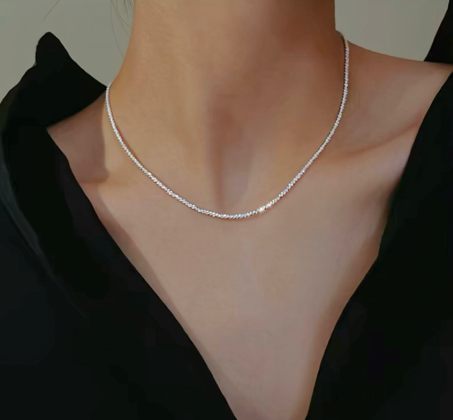 aurore studio collier en argent sterling s925 ras de cou souple brillant ajustable
