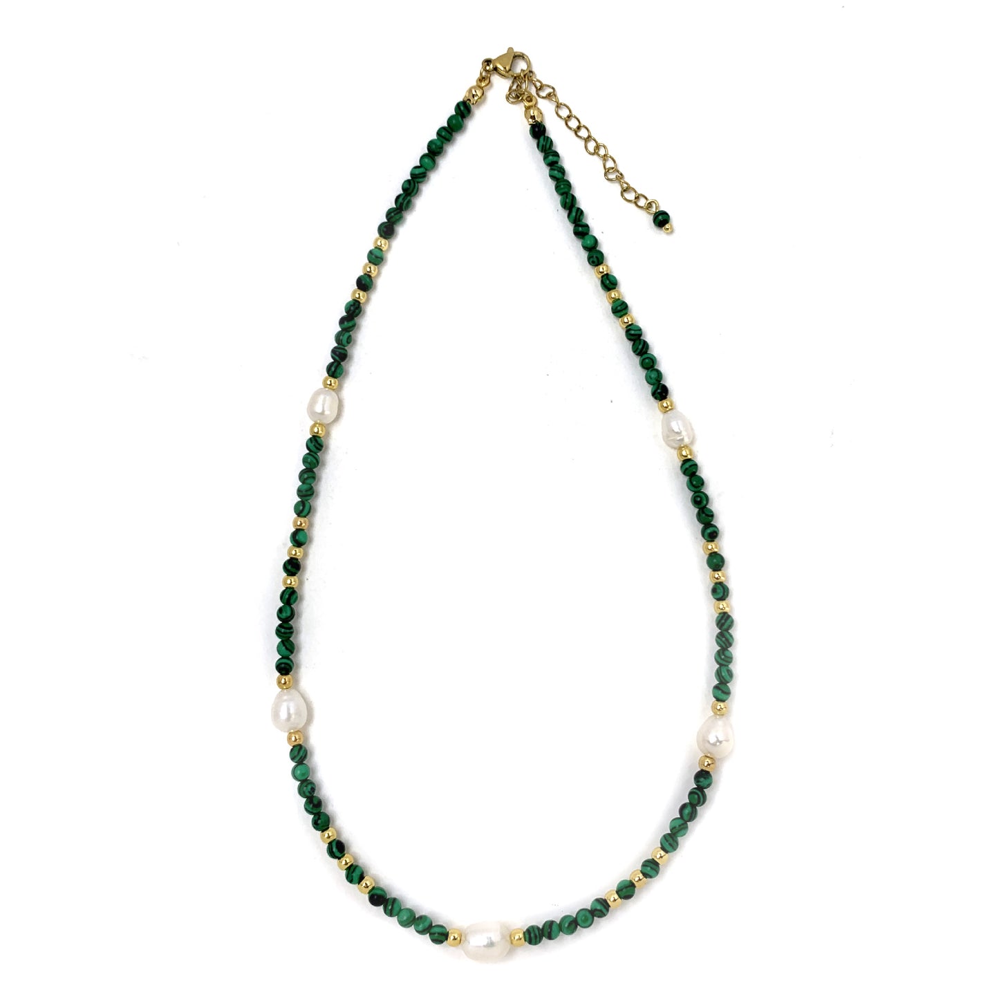 Collier Malachite et Perles d'Eau Douce - Élégance Naturelle - Aurore Studio