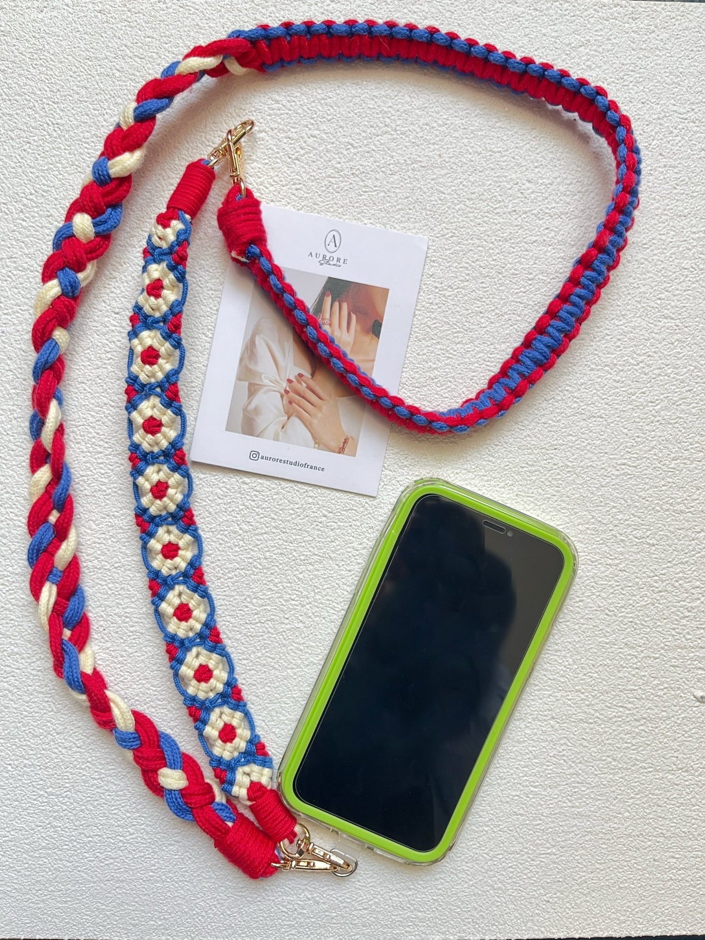 Lanière de Téléphone Tressée à la Main – Sangle Amovible, Style Vintage et Résistant - Aurore Studio