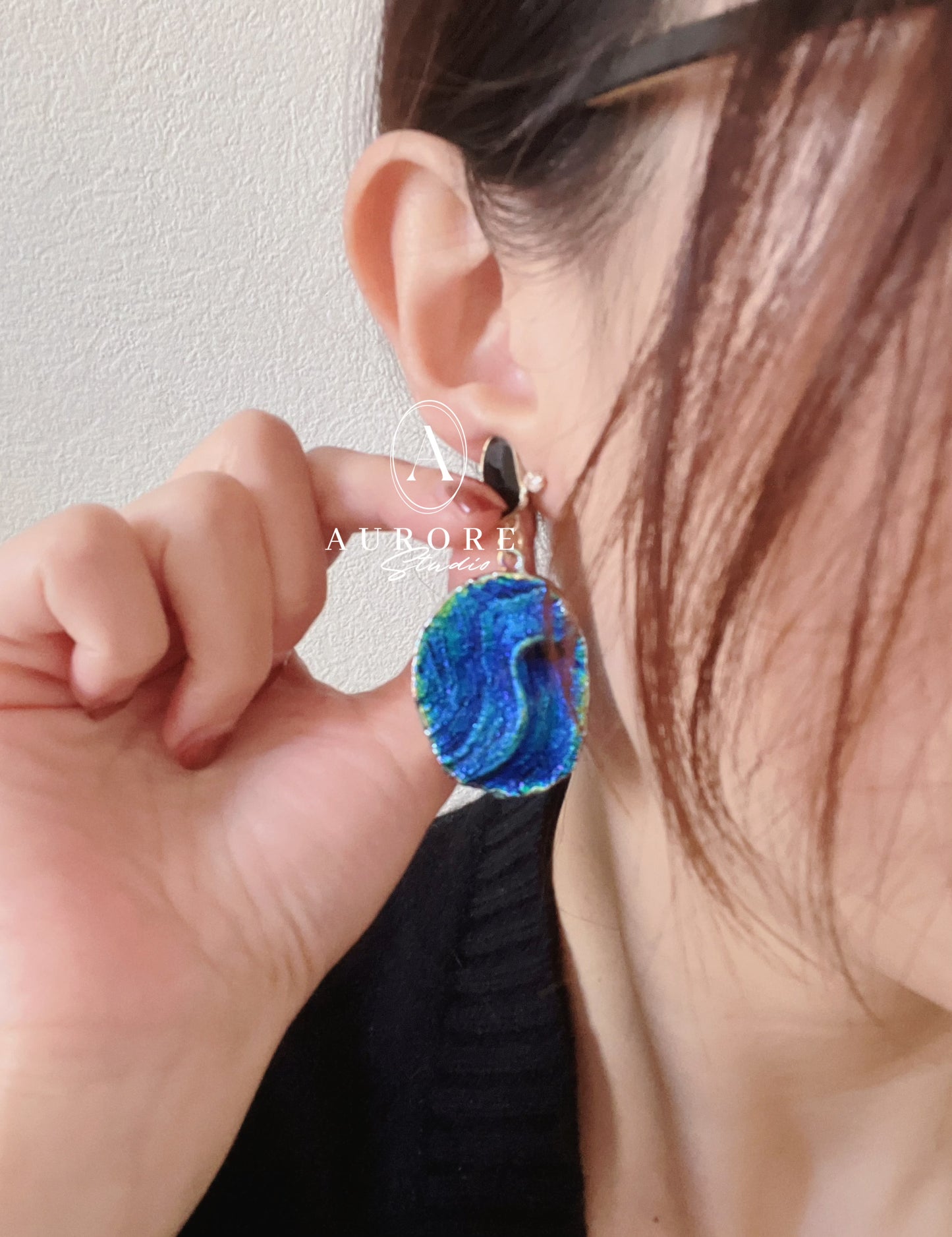 Boucles d'oreilles abstraite pour femmes, peinture étoiles géométriques, roche volcanique