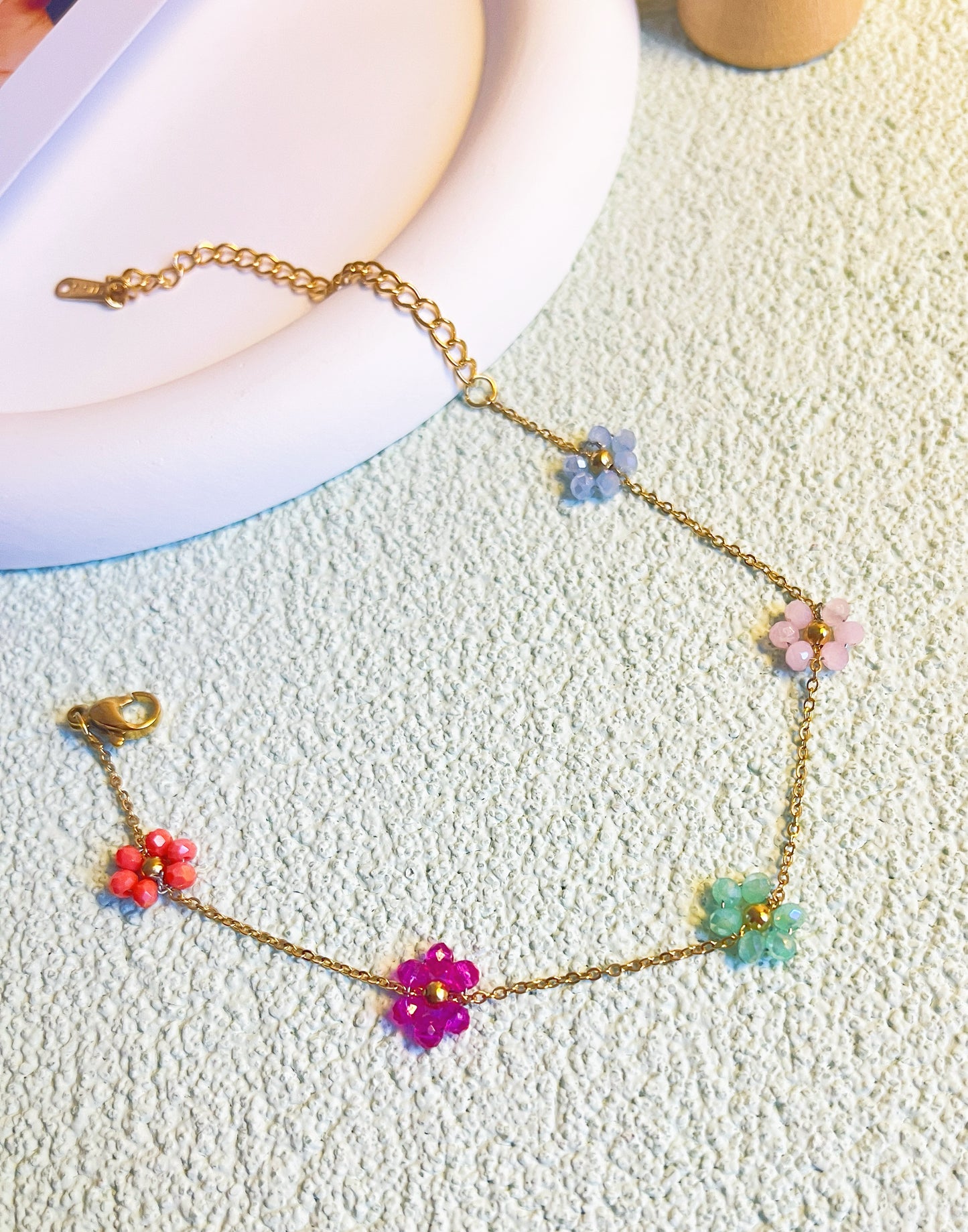 🌸Bracelet Fleur Multicolore en Acier Inoxydable plaqué or