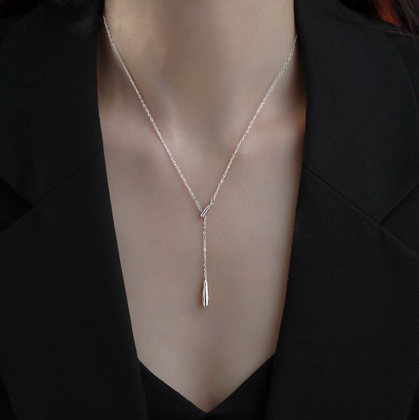 Collier Goutte d'Éclat en argent 925 pendentif ajustable