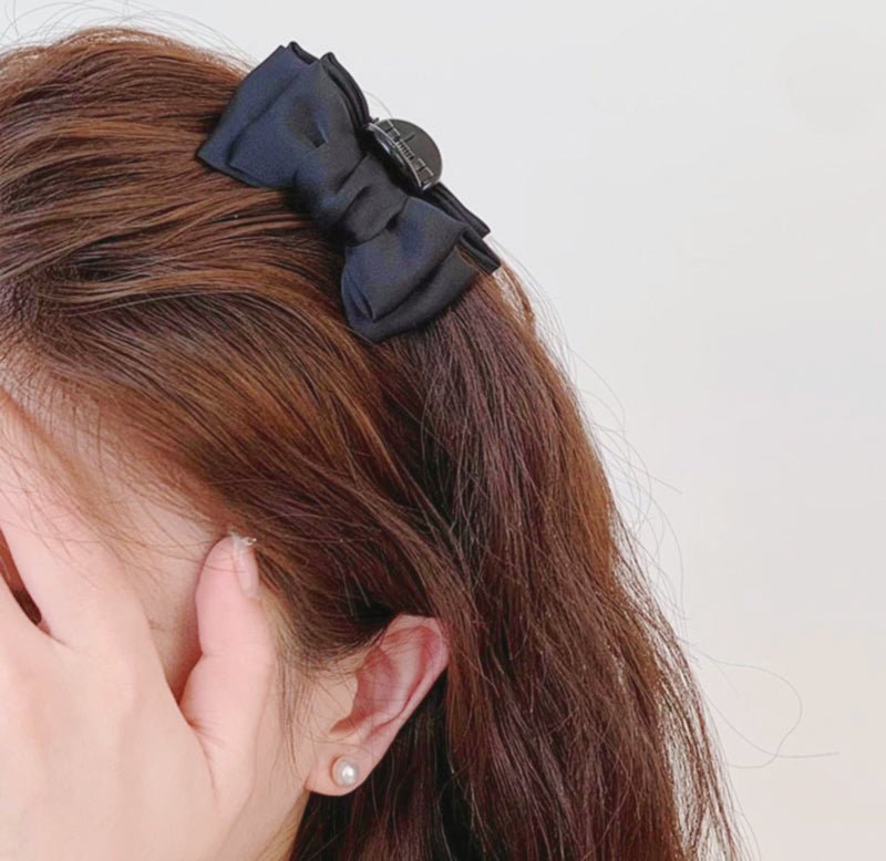 Pince à Cheveux Nœud Papillon Noir | Accessoire Cheveux Élégant Style Princesse - Aurore Studio