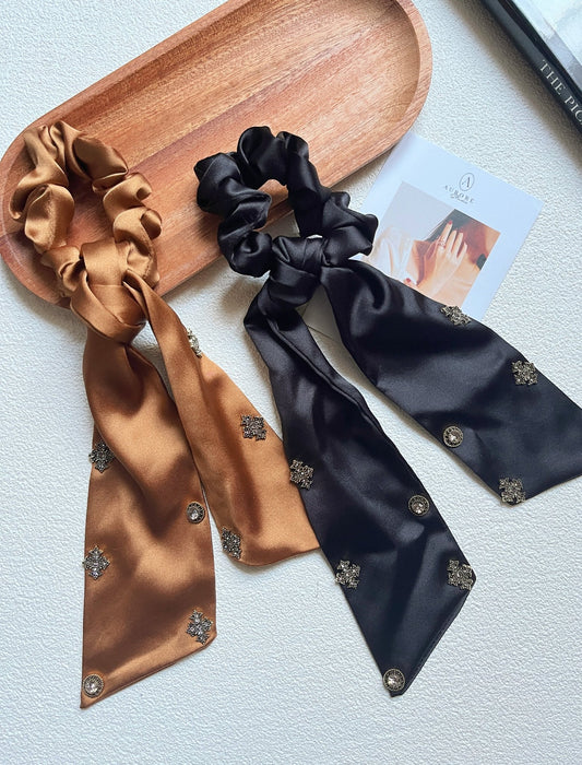 Chouchou en Satin avec Strass | Accessoire Cheveux Chic Style Coréen - Aurore Studio