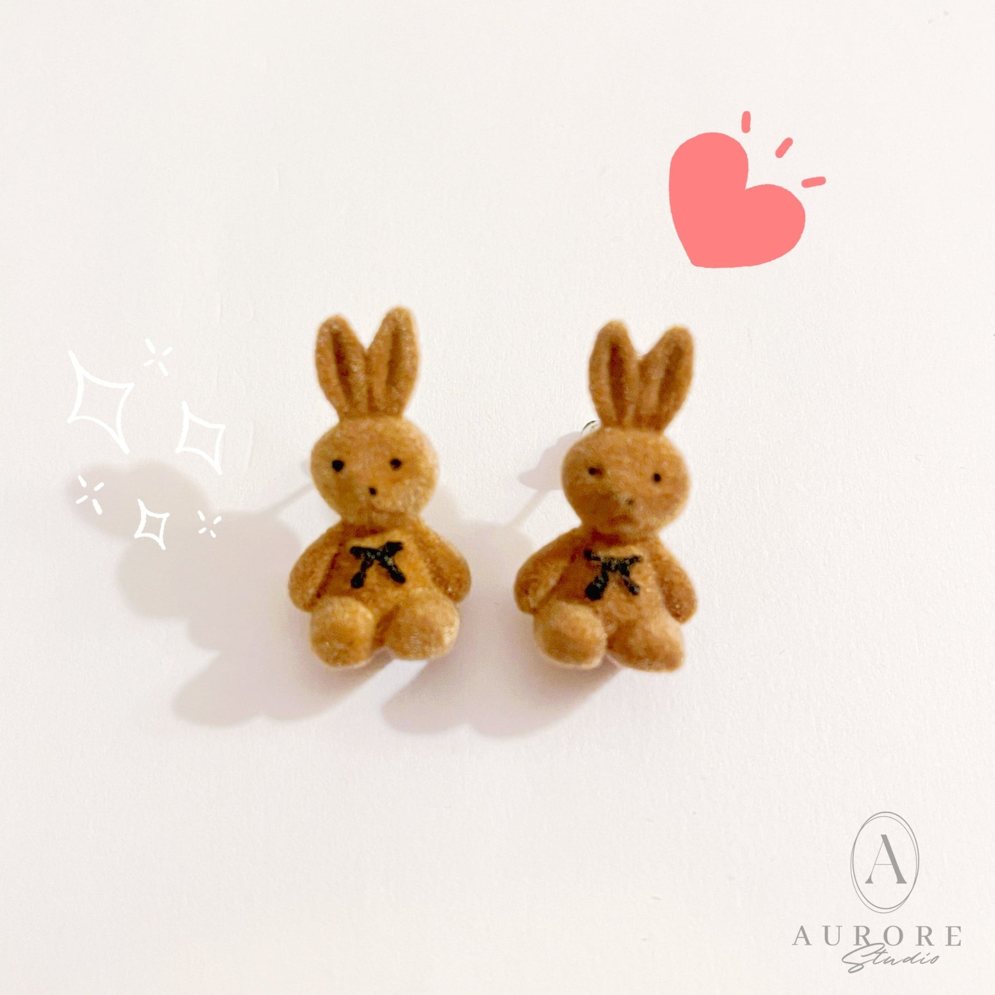 Boucles d'Oreilles en Peluche - Petit Ours🐻 ou Lapin🐰 - Aurore Studio