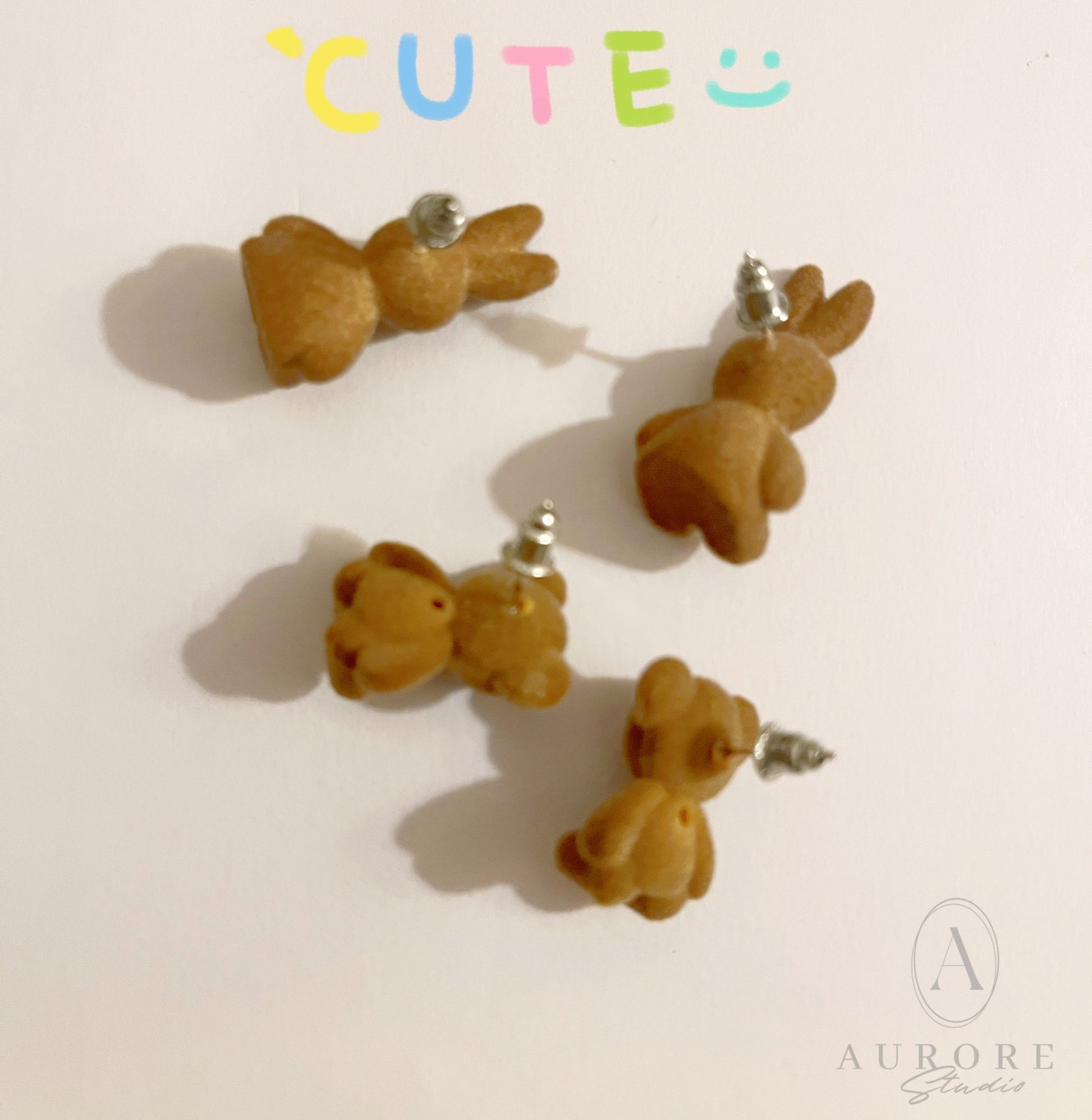 Boucles d'Oreilles en Peluche - Petit Ours🐻 ou Lapin🐰 - Aurore Studio