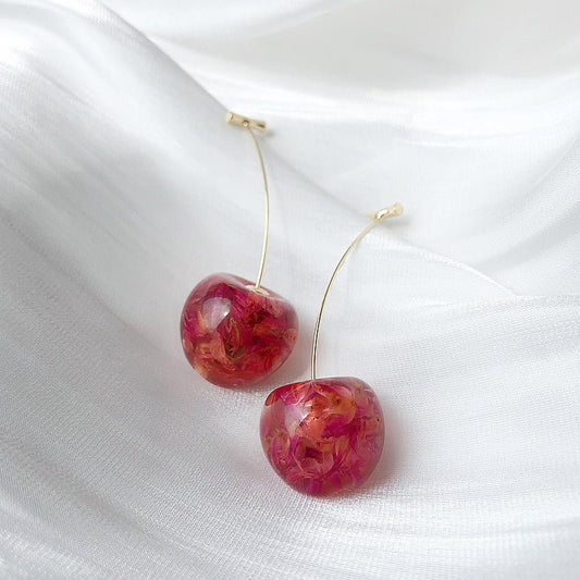 Boucles d'oreilles pendantes cerises - Douceur Florale - Aurore Studio