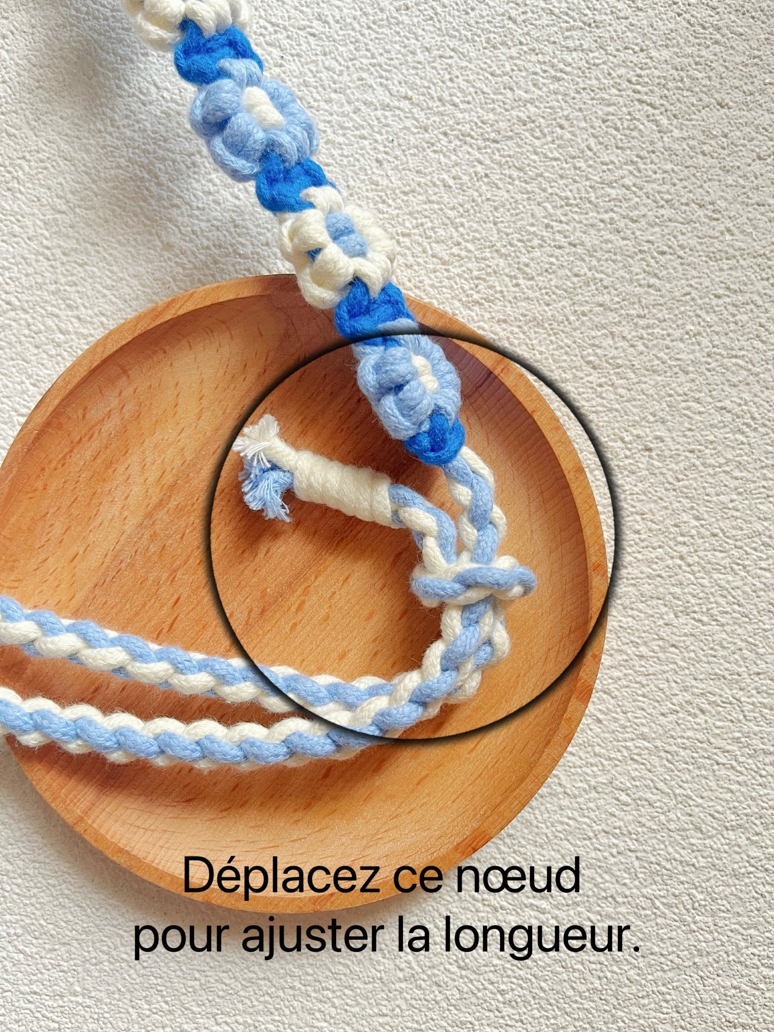 Chaîne de téléphone et appareil photo en coton Bandoulière ajustable à fleurs fait main - Aurore Studio