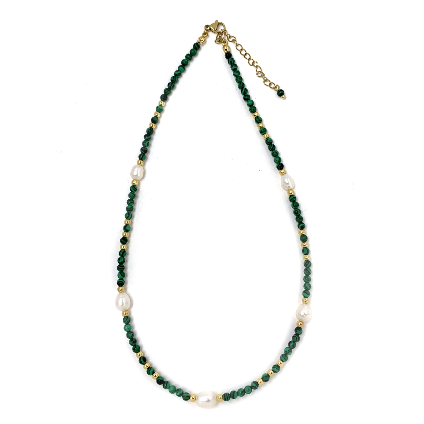 Collier Malachite et Perles d'Eau Douce - Élégance Naturelle