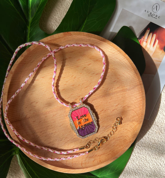 Collier amulette palmier ras de cou en cordon tressé ajustable - Aurore Studio
