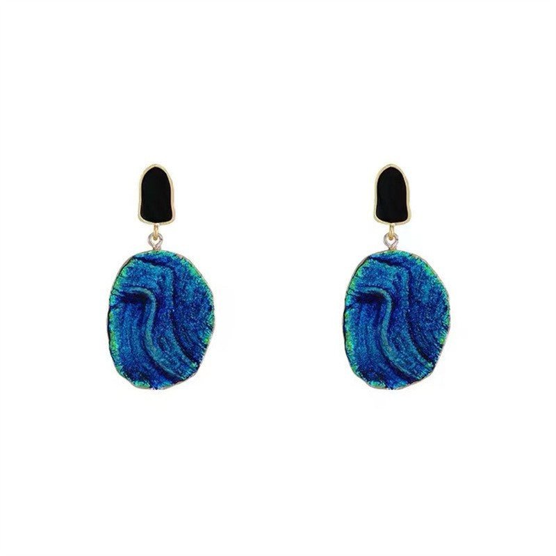 Boucles d'oreilles abstraite pour femmes, peinture étoiles géométriques, roche volcanique - Aurore Studio