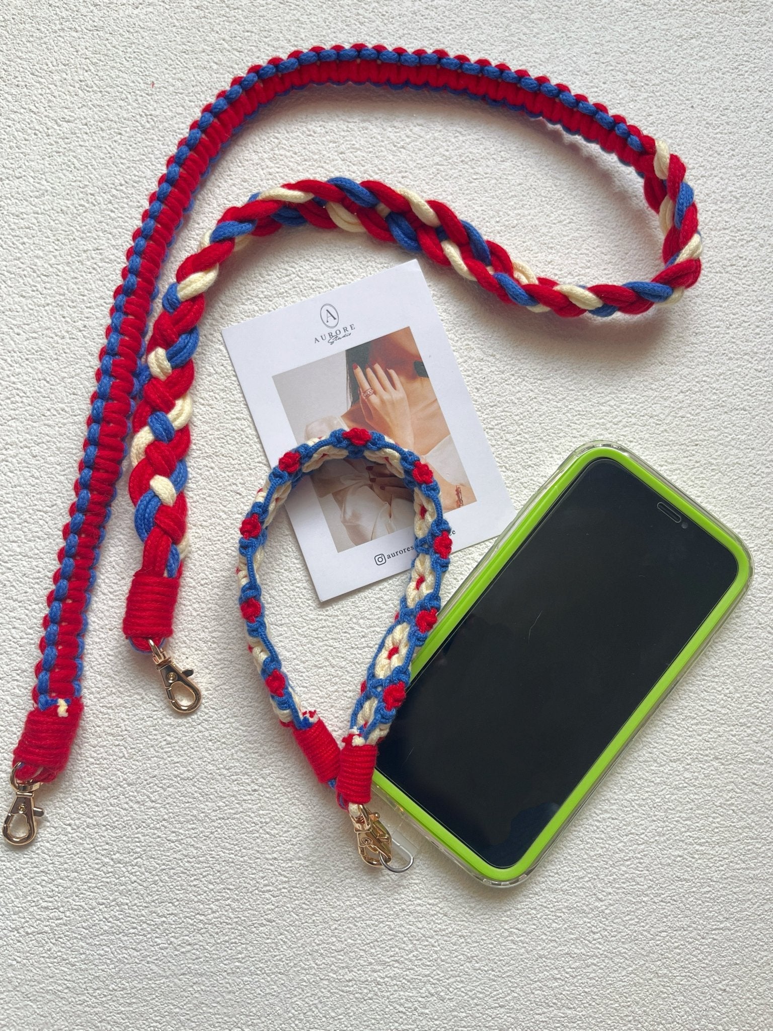 Lanière de Téléphone Tressée à la Main – Sangle Amovible, Style Vintage et Résistant - Aurore Studio