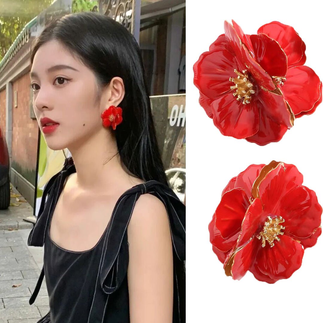 Boucles d'Oreilles Fleur de Coquelicot - Style Éclat Naturel - Aurore Studio